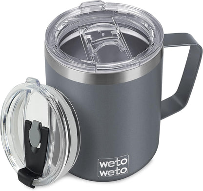 WETOWETO 14 oz Coffee Mug, Vacuum Insulated Camping Mug with Lid, Double Wall Stainless Steel Travel Tumbler Cup, Thermal Coffee Mug, Powder Coated Navy Blue