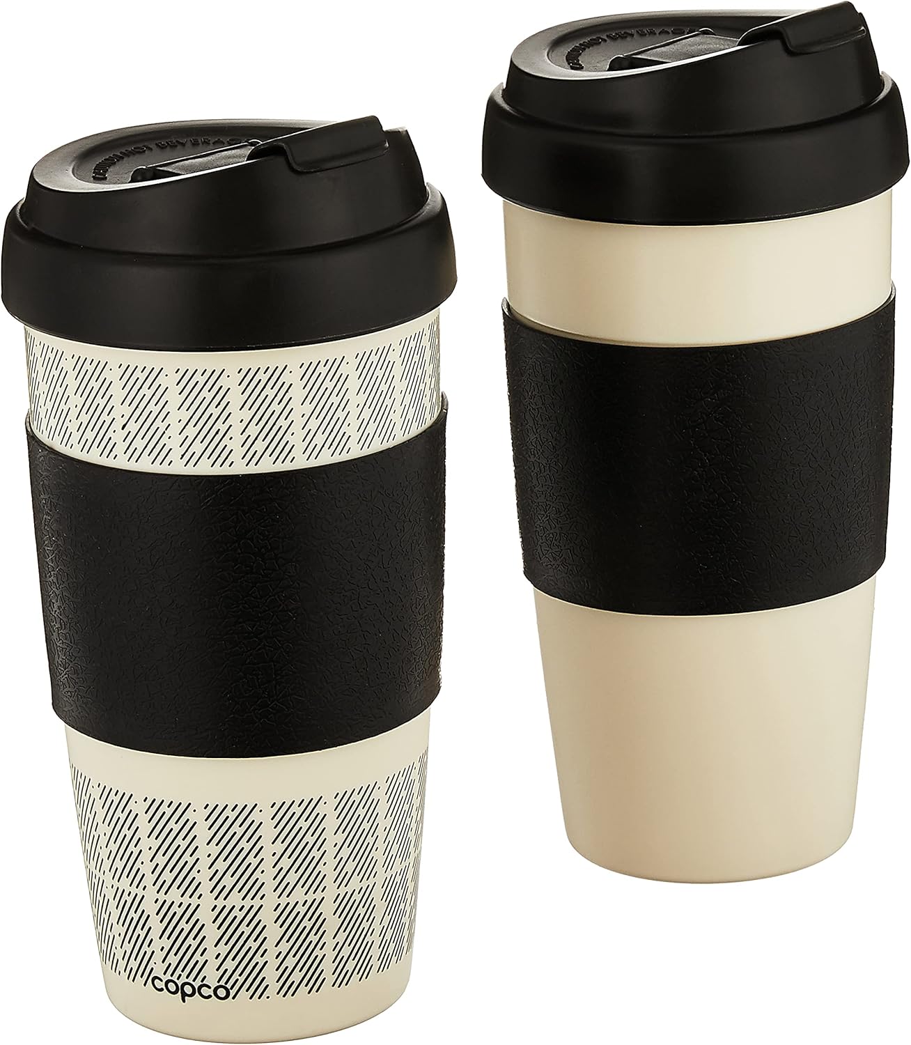 Copco 5237160 Reusable, Insulated Double Wall Travel Mugs 16-ounce White/Black , 2 Count ( Pack of 1)