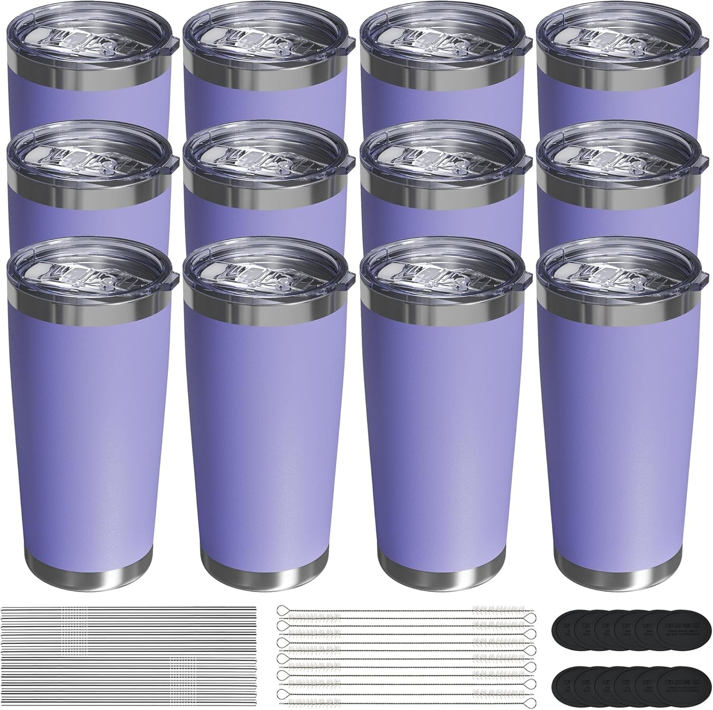 Travel Coffee Tumbler 20oz, Leakproof Travel Coffee Mug with Dual Lids and Straw, Stainless Steel Double Wall Vacuum Insulated Tumbler for Hot/Iced Drinks (Navy Blue, Textured Matte)