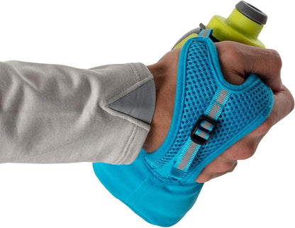 Nathan Running Handheld Water Bottle Adjustable No-Grip Quick Squeeze Lite Hand Strap. Reflective Hydration