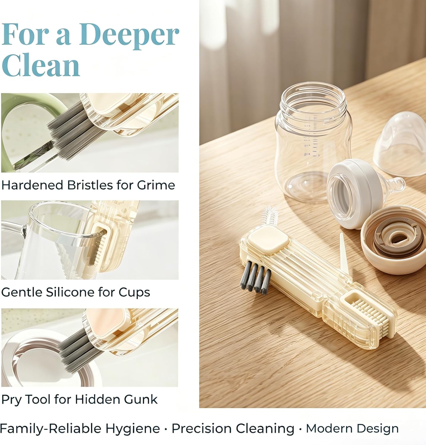 3 in 1 Cup Lid Gap Cleaning Brush Set, Multifunctional Insulation Bottle Cleaning Tools, Mutipurpose Tiny Silicone Cup Holder Cleaner, Home Kitchen Cleaning Tools