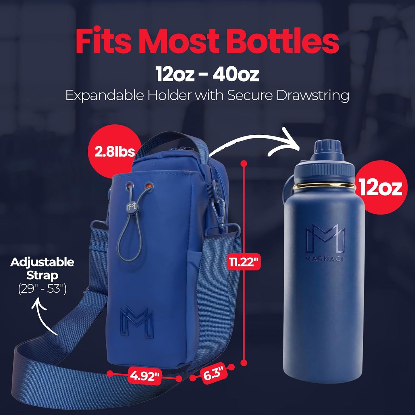 MAGNACE Magnetic Gym Bag Bundle, 3-in-1 Set with Water Bottle Holder, Magnetic Pouch, Towel & Sling Bag – For Men & Women