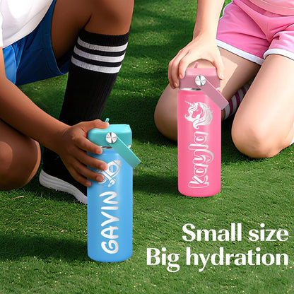 Made in USA, Custom 18oz Flip Straw Lid Tumbler, Personalized Kids Water Bottle with Engraved Name for School, Back to School Gifts for Boys and Girls, Personalized Birthday Gifts for Kids