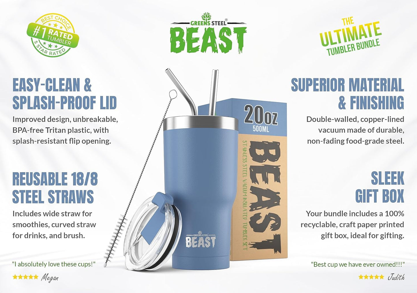 Beast 10 oz Tumbler Stainless Steel Vacuum Insulated Coffee Ice Cup Double Wall Travel Flask (Arctic White)