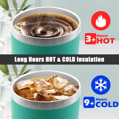 20 oz Tumbler Coffee Travel Tumblers Bulk with Lid Stainless Steel Double Wall Vacuum Insulated Mug Powder Coated Cups fit Car Cupholder for Hot and Cold - Stainless Steel, 4Pack