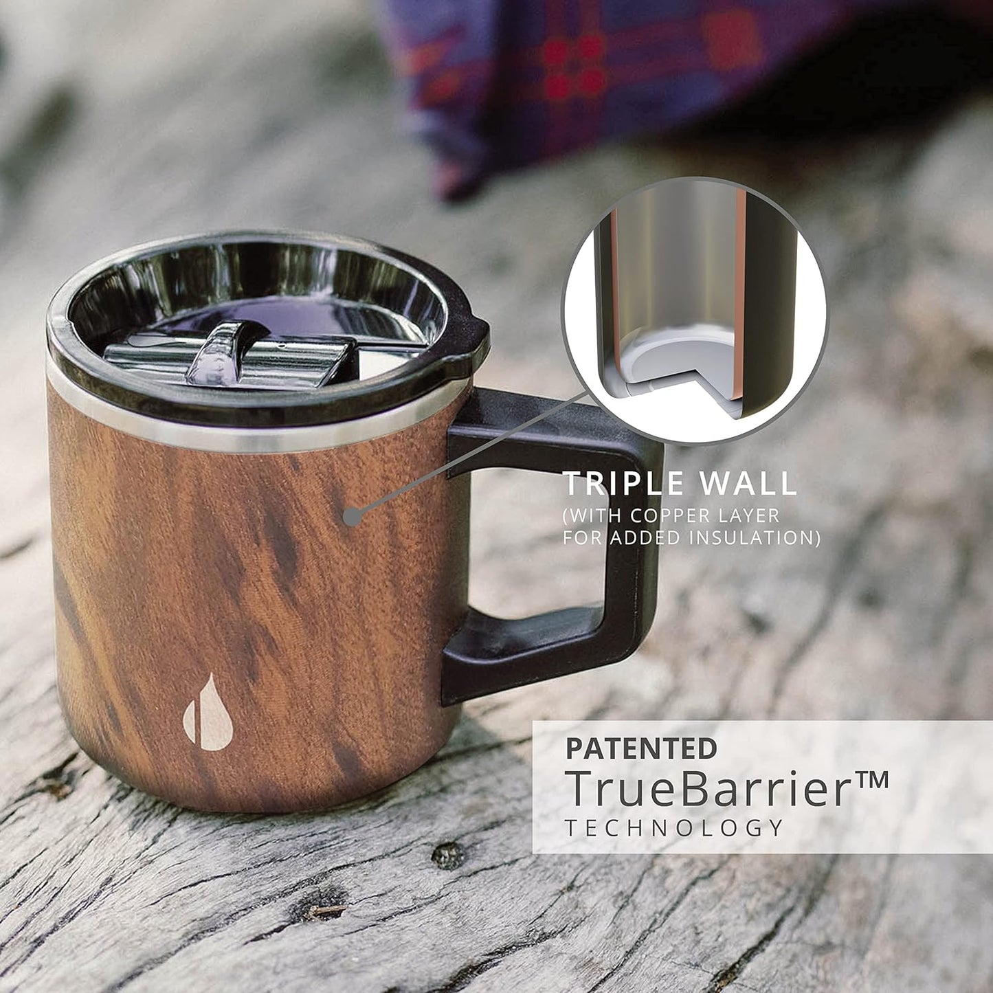 Elemental Insulated Coffee Mug - Triple-Wall Stainless Steel Summit Travel Cup for Hot and Cold Drinks - Thermal Coffee Mug with Lid and Handle for Camping, Office & Travel 16oz - Rainbow Speckle