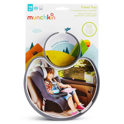 Munchkin® Carseat Tray - Toddler Travel & Road Trip Accessory for Mess-Free Snacking in The Car, Grey