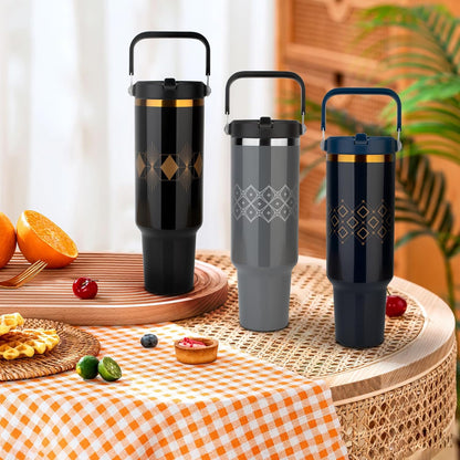 40 oz Insulated Tumbler with Top Handle and Flip Straw, Vacuum Insulated Stainless Steel Cup with Leak-Proof Lid, Sweat-Free, Fits Cup Holder, Keeps Ice Cold up to 30 Hours