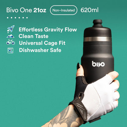 Bivo One 21oz Non Insulated Stainless Steel Bike Water Bottle - Lightweight for Cycling, Travel, Kids - No Plastic Taste, Fits Most Cages, Dishwasher Safe - (Raw)