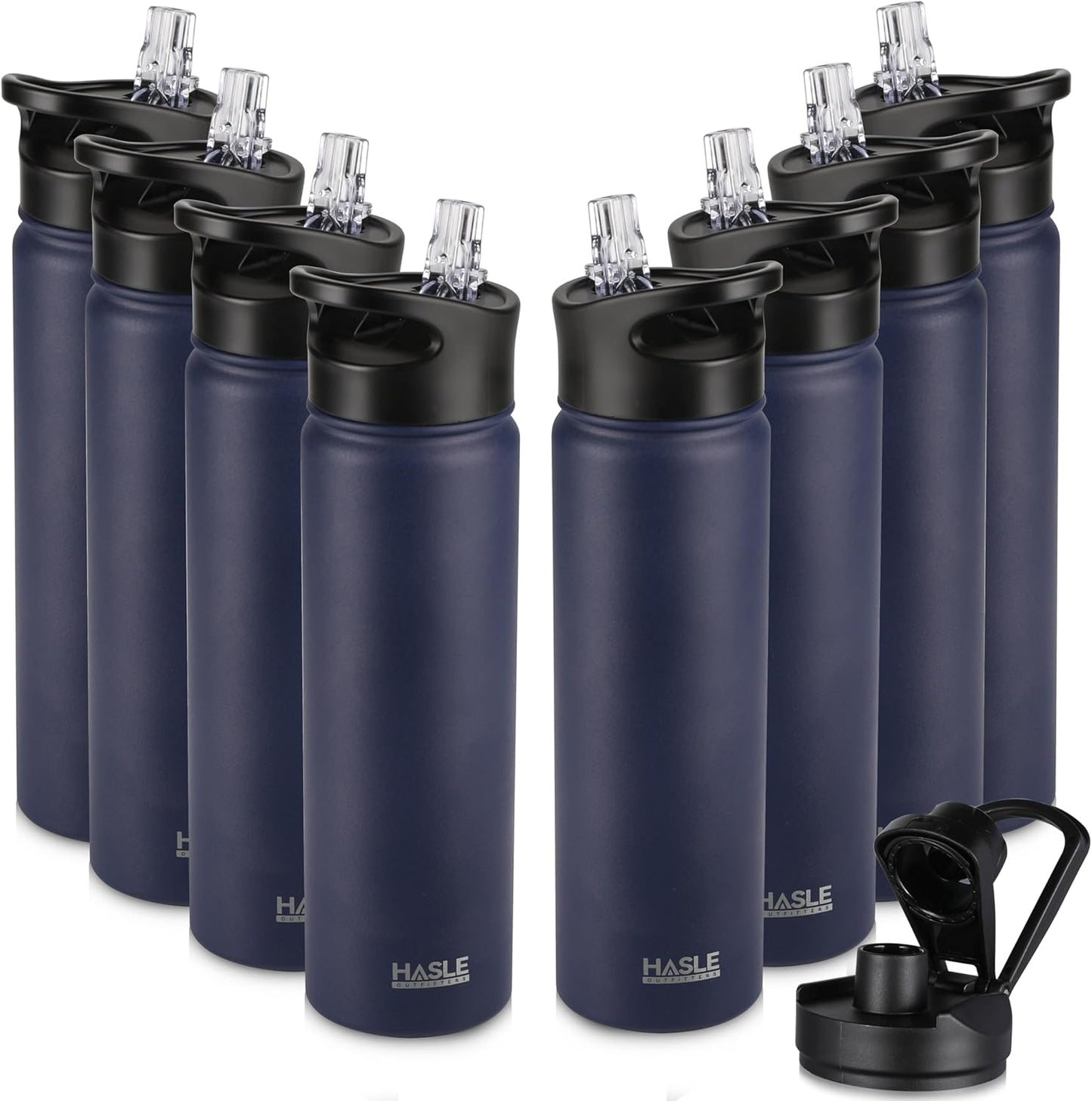 HASLE OUTFITTERS 32 oz Insulated Water Bottle Stainless Steel Double Walled Vacuum Sports Water Bottle with 2 Lids (Straw and Spout Lid) for Gym Camping Hiking(Black,1)
