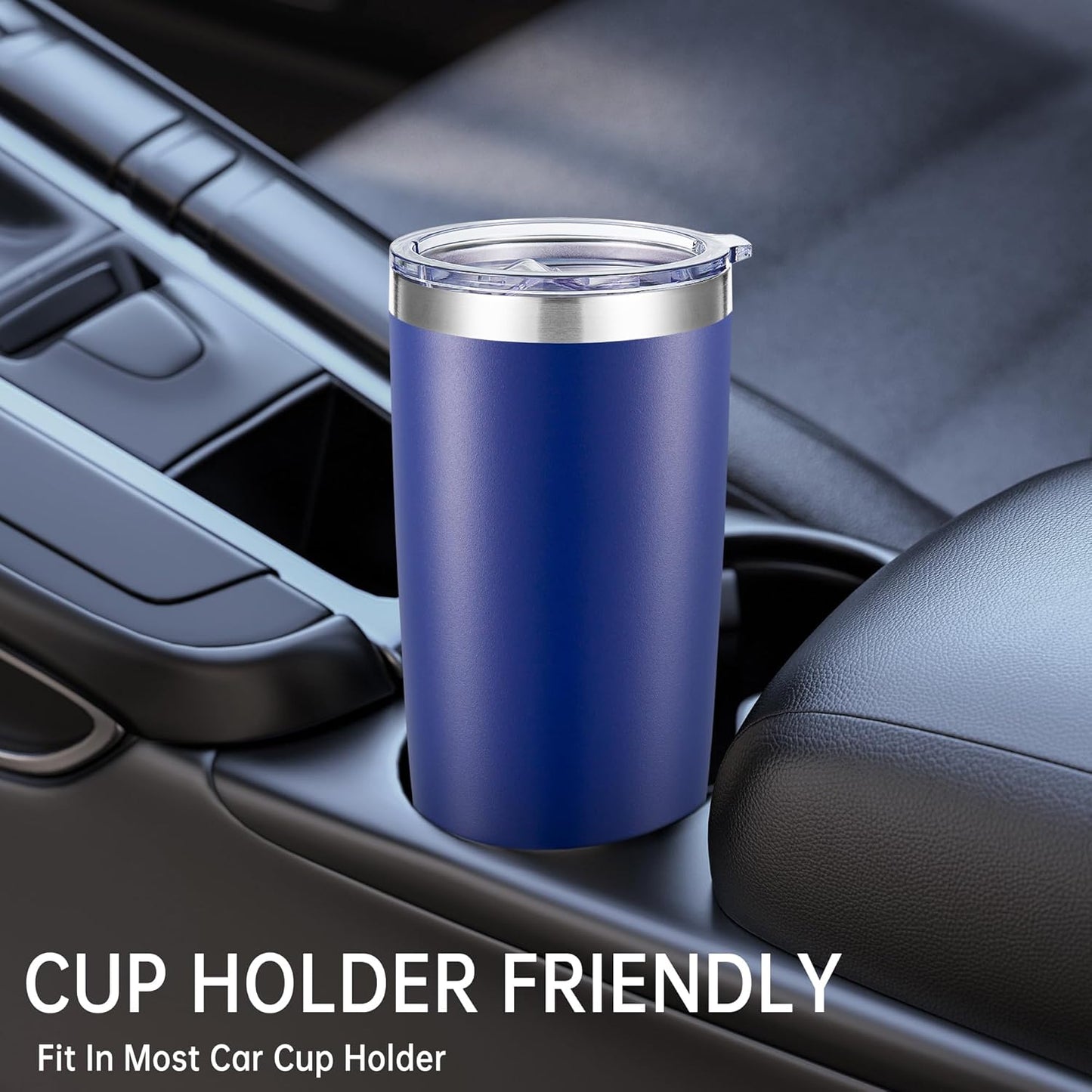 20 oz Tumblers Bulk Stainless Steel Tumbler with Lid Double Wall Vacuum Insulated Coffee Mug 20oz Powder Coated Cup for Hot and Cold Drinks, Stainless, 6 pack