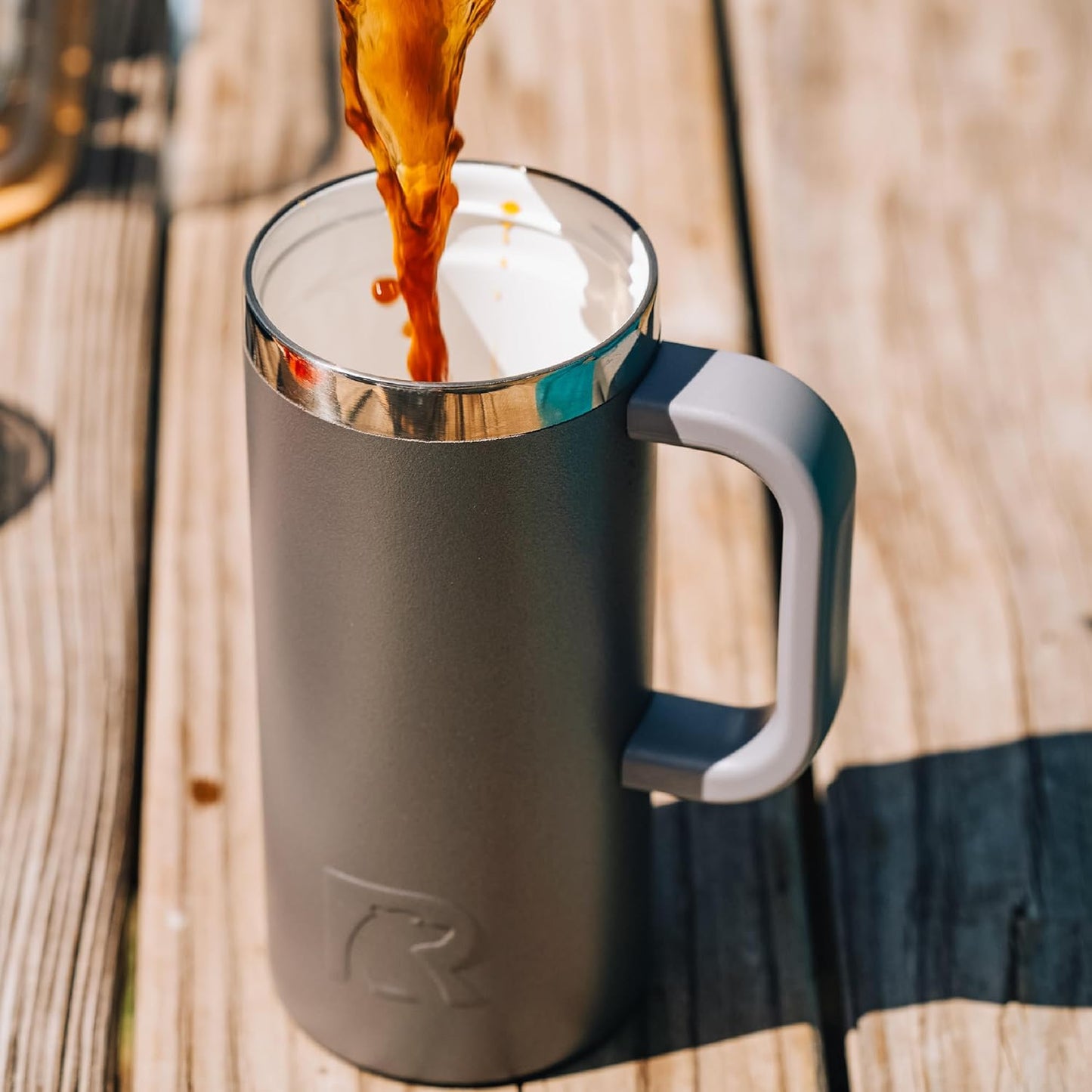 RTIC 20oz Road Trip Travel Mug with Lid and Handle, Ceramic Lined, Insulated, Stainless Steel, Metal, Double Wall Vacuum-Insulation, Portable Coffee, Tea Cup for Hot and Cold Drink, Black