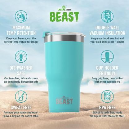 Beast 10 oz Tumbler Stainless Steel Vacuum Insulated Coffee Ice Cup Double Wall Travel Flask (Arctic White)
