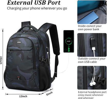 DUSLANG 17 Inch Laptop Backpack for Travel Water Resistant College Backpack for Men/Women Laptop Bag with USB Charging Port,Black - Colors B
