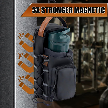 Magnetic Gym Bag for Men and Women, Water Bottle Holder, Gym Pouch with Shoulder Strap for Travel, Sports, Work, Fitness (Strap)