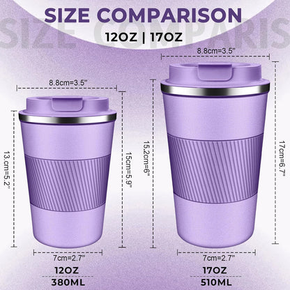 Insulated Coffee Tumbler 12 oz, Stainless Steel Coffee Mug with Lids, Travel Coffee Mug Leak Proof, Double Wall Vacuum Insulated Reusable Coffee Cup, Keep Drinks Hot and Cold (Sky Blue, 12 Ounces)