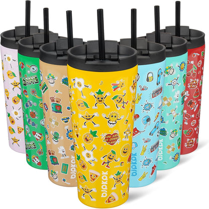 BJPKPK 22oz Insulated Tumbler With lid And Straw Stainless Steel Tumblers Travel Coffee Mug Reusable Thermal Cup,Sky