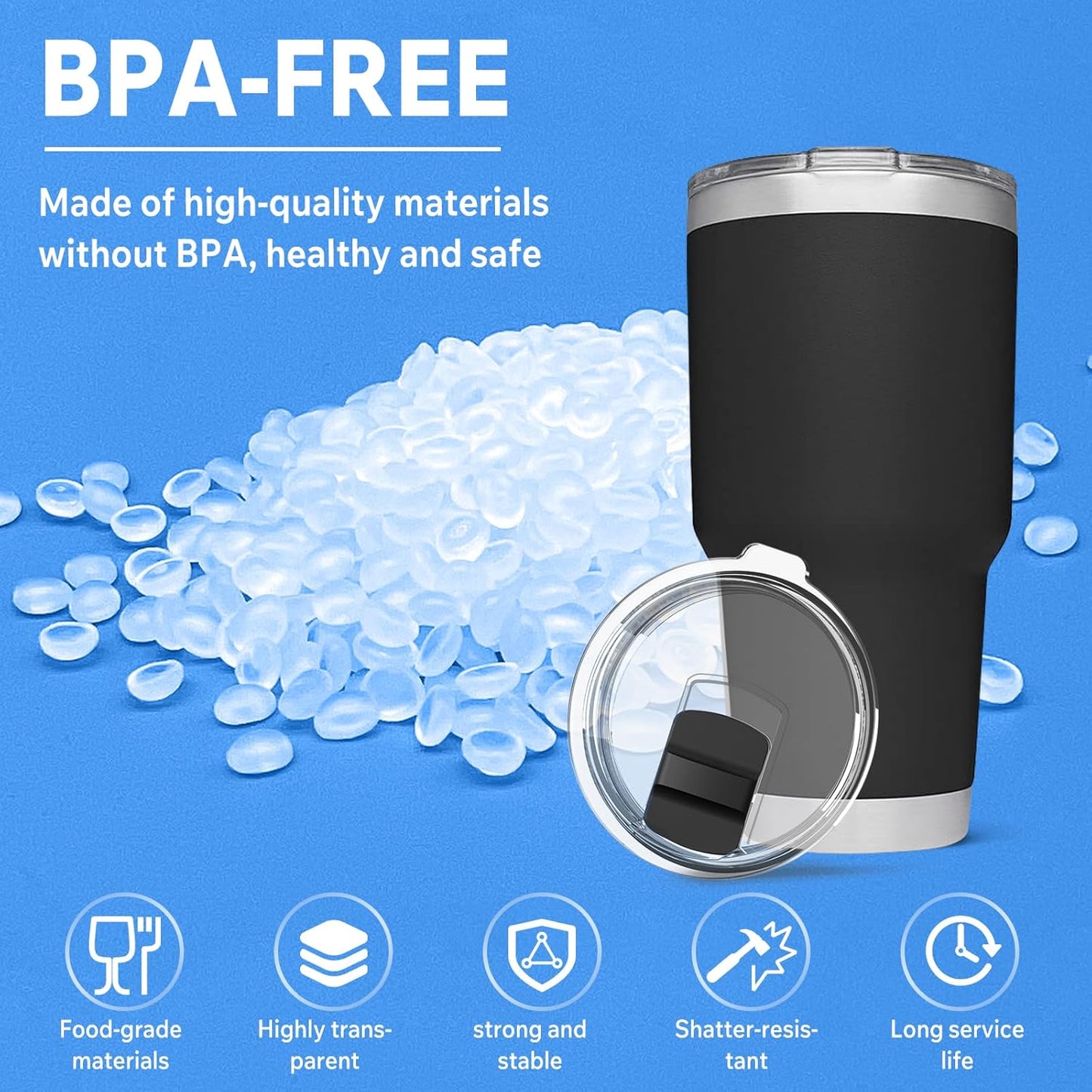 20 oz Tumbler Lid, 2 Pack Magnetic Slider Replacement Lids for YETI 20 oz Tumbler, 10oz Lowball, 10/24oz Mug, Travel Spill Proof Coffee Cup Cover, BPA Free