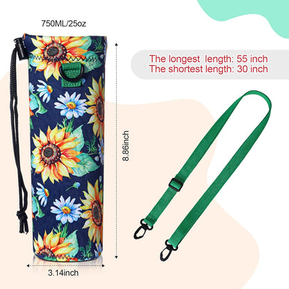 CHENGU 3 Pack 25 oz Neoprene Water Bottle Carrier Bag with Adjustable Shoulder Strap Water Bottle Holders for Adults Sports Gym Hiking Camping Walking(Mandala Style)