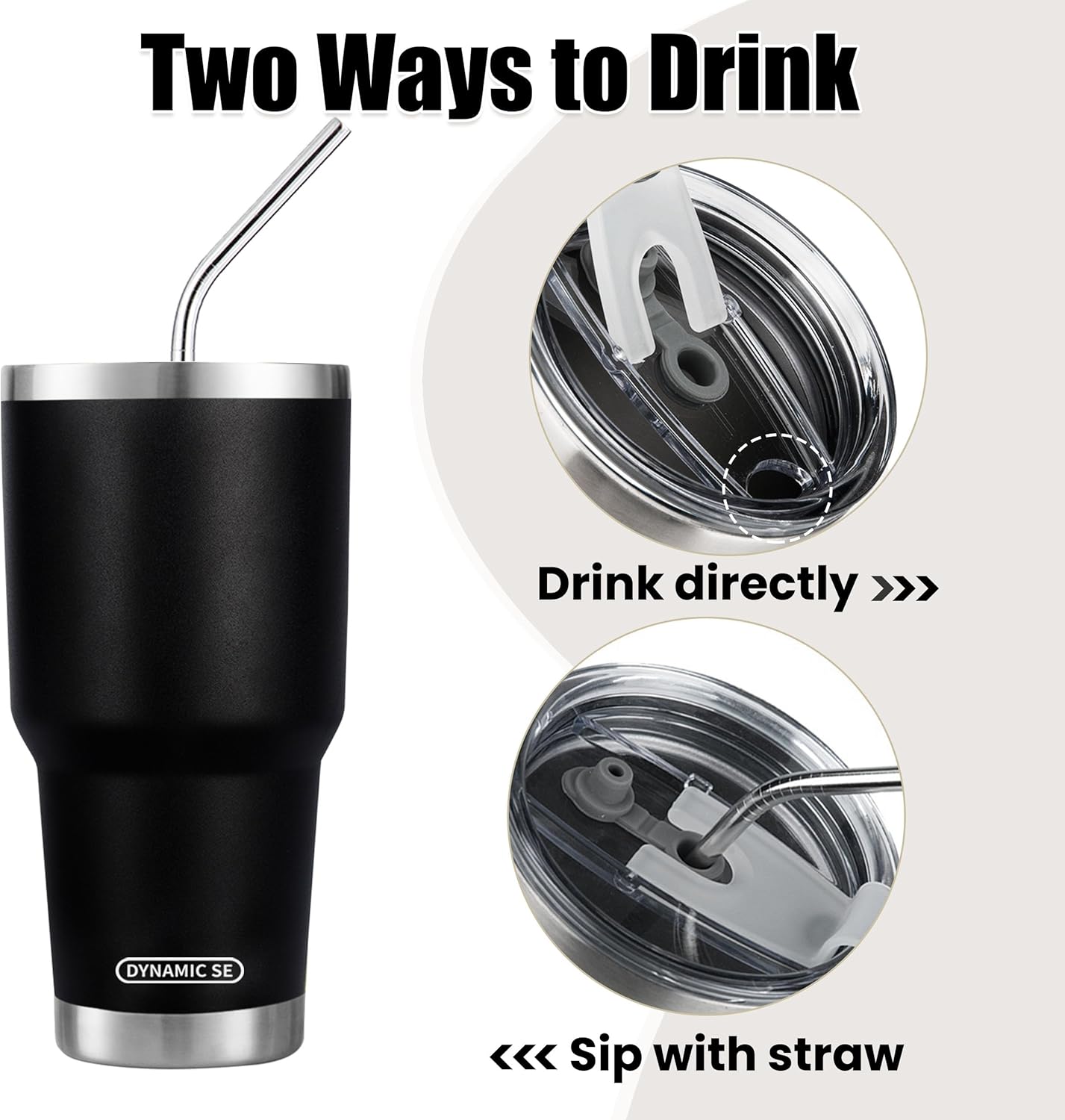 D·S 30oz Blue Tumbler Stainless Steel Double Wall Vacuum Insulated Mug with Straw and Lid, Cleaning Brush for Cold and Hot Beverages
