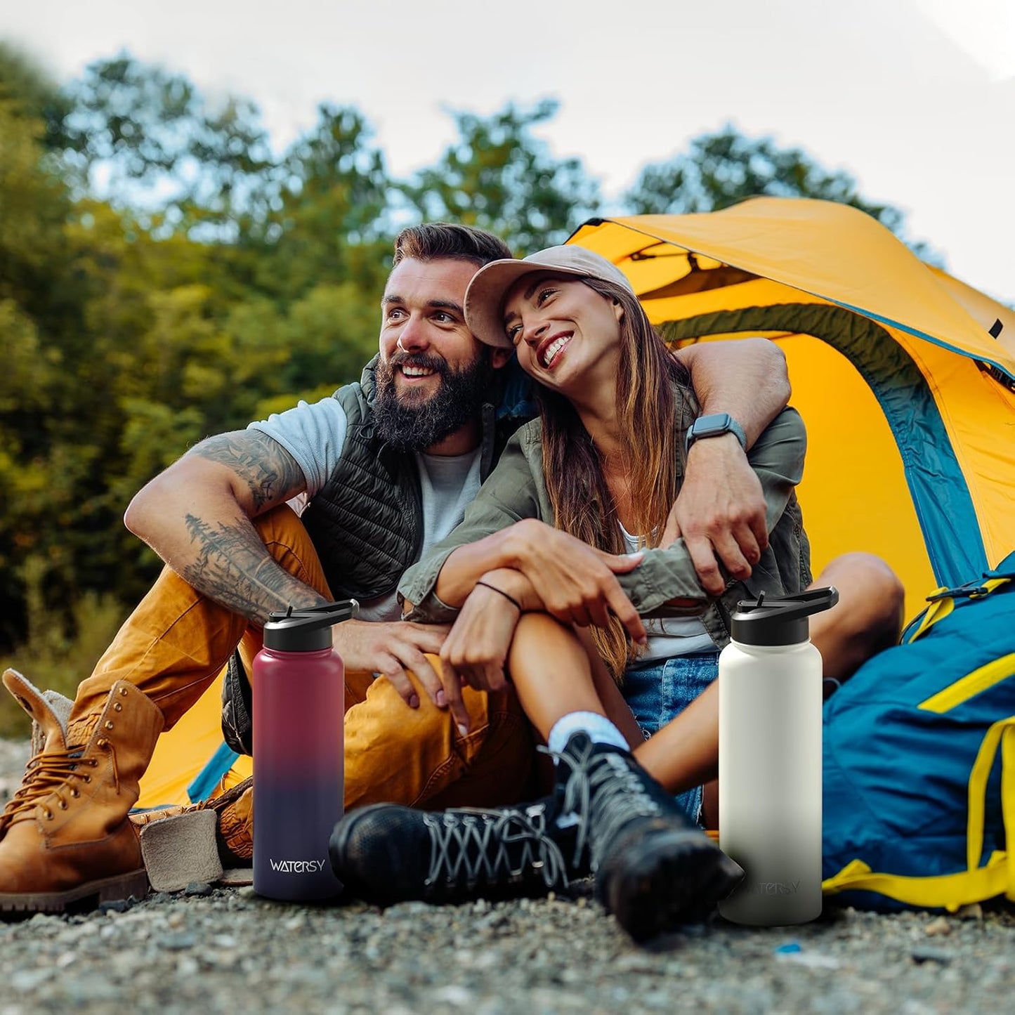 40oz Insulated Water Bottle (Cold for 48 Hrs),BPA Free&Leak Proof,Stainless Steel Water Flask,Water Jug with Straw Spout Lids for Gym,Hiking,Travel,Black Blue