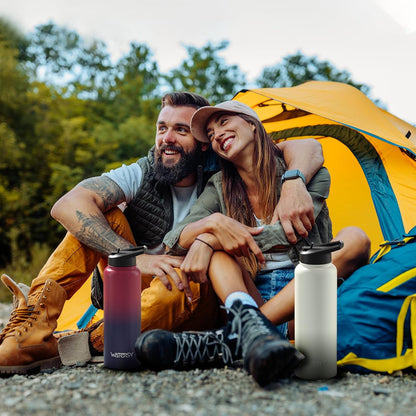 40oz Insulated Water Bottle (Cold for 48 Hrs),BPA Free&Leak Proof,Stainless Steel Water Flask,Water Jug with Straw Spout Lids for Gym,Hiking,Travel,Black Blue
