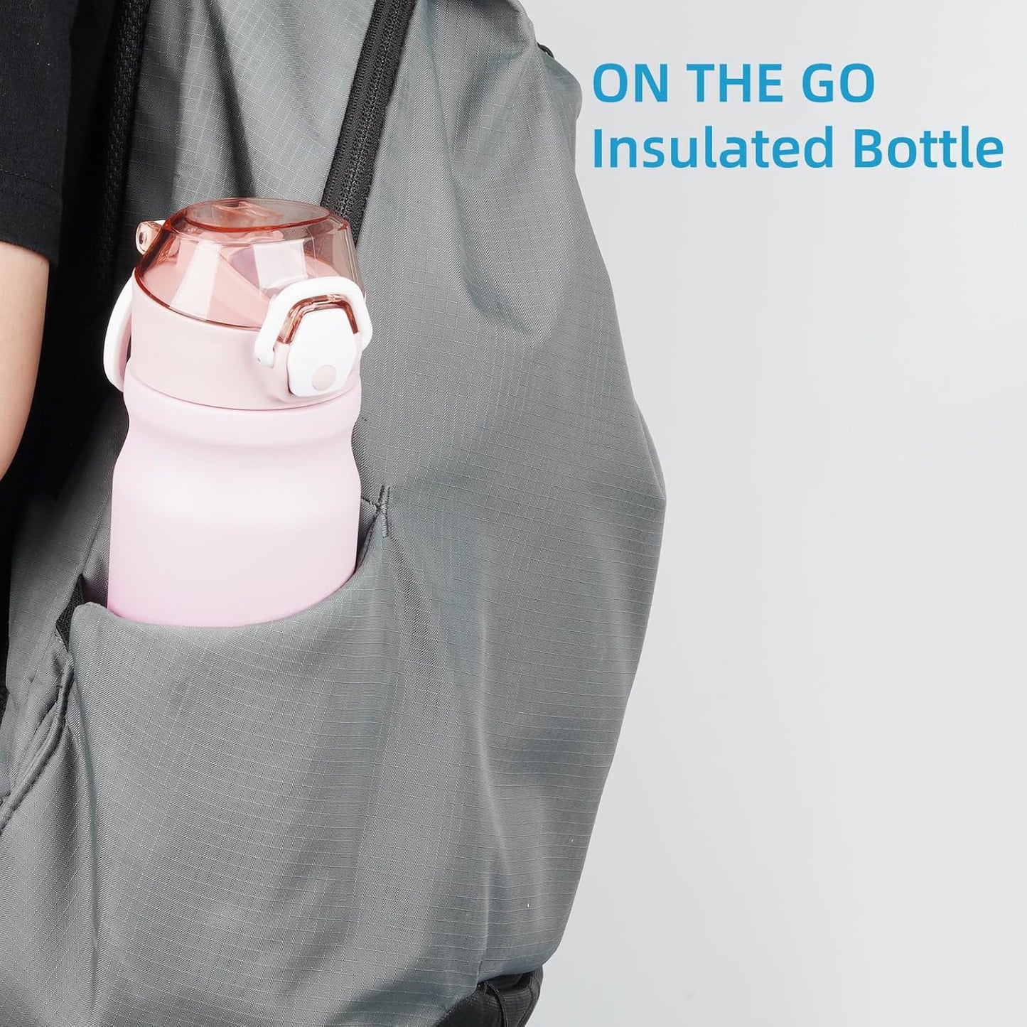 Konokyo 18 oz Insulated Water Bottle with Straw Lid, Stainless Steel Vacuum Sports Water Bottle, Leak-Proof Reusable Metal Flask with Carry Loop, BPA-Free Travel Bottle for Gym, School, Office