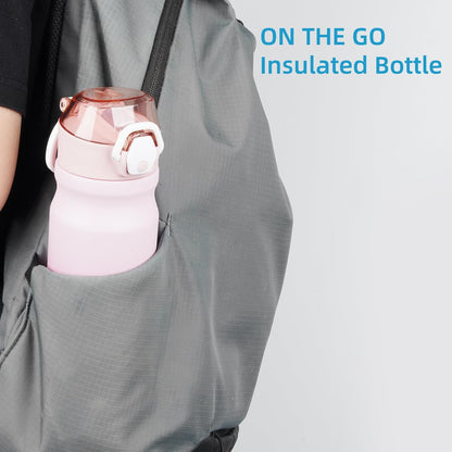 Konokyo 18 oz Insulated Water Bottle with Straw Lid, Stainless Steel Vacuum Sports Water Bottle, Leak-Proof Reusable Metal Flask with Carry Loop, BPA-Free Travel Bottle for Gym, School, Office