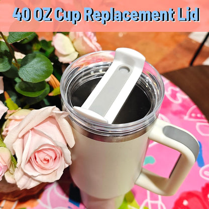40 OZ Tumbler Lid Replacement Compatible for Stanley Quencher H2.0, 1 Pack BPA Free Clear Lid Replacement for Stanley Cup Accessories(Clear-White)