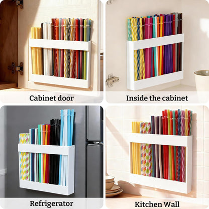 9.5” Large Acrylic Straw Holder for Cabinet Door with Detachable Ultra Sticky Adhesive Squares and Stickers, 2026 Reusable Straws Organizer Storage Dispenser for Kitchen Counter Cupboard