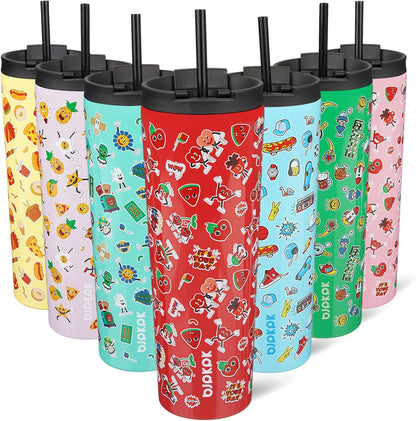 BJPKPK 22oz Insulated Tumbler With lid And Straw Stainless Steel Tumblers Travel Coffee Mug Reusable Thermal Cup,Sky