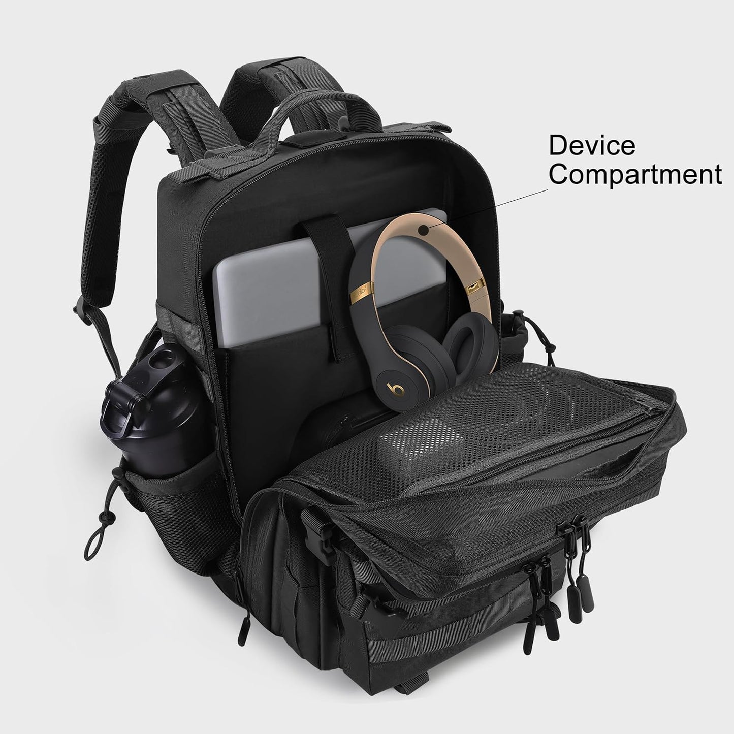 LHI Military Tactical Backpack for Men and Women 45L Army 3 Days Assault Pack Bag Large Rucksack with Molle System - Black - Colors A