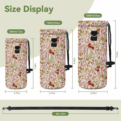 Neoprene 500ML/750ML/1000ML Water Bottle Bag Carrier, Portable Insulated Bottle Sling Holder Case Pouch with Adjustable Shoulder Strap for Men Women Walking Hiking Running