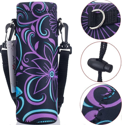 AUPET Water Bottle Sling Bag Carrier Crossbody Sleeve,Insulated Neoprene Bottle Case Holder Pouch Cover 500ML/17oz with Shoulder Strap for Walking Women Men