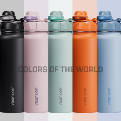 Vesmoon Vessence 24 Oz Stainless Steel Tea Infuser Bottle for Loose Leaf Tea, Water, Herbs, Fruits - Triple Layered Insulated, Leak Proof Bottle with Lid and Clip Handle - 24 Hours Hot/Cold
