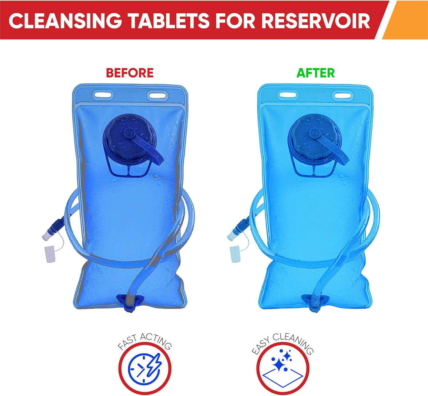 CleanHike Hydration Backpack Cleaning Tablets - (90 Tablets) Great for Reservoir Pack or Hydration Bladder, Individually Packed, Quickly Removes Stubborn Stains & Odors (3)