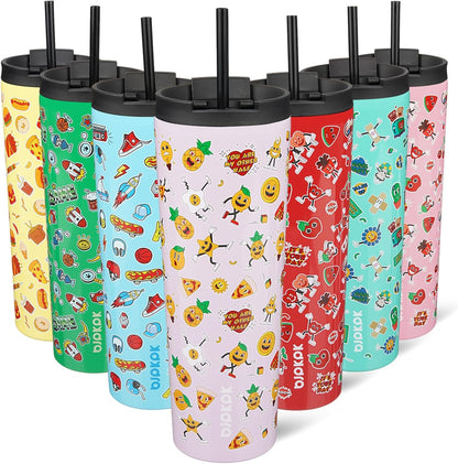 BJPKPK 22oz Insulated Tumbler With lid And Straw Stainless Steel Tumblers Travel Coffee Mug Reusable Thermal Cup,Sky
