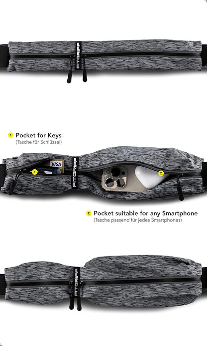 Fitgriff® Running Belt for Men & Women - Secure Jogging Pouch for Phone, Keys & Essentials - For All Cell Phones