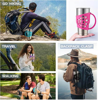 Handle for YETI 30 oz Tumbler – Anti-Slip 3mm Thickened Silicone Sleeve with Reinforced Grip & Carabiner Hole, Durable Protective Cover for 30 oz Insulated Cups, For YETI Rambler 30oz Tumbler(Black)