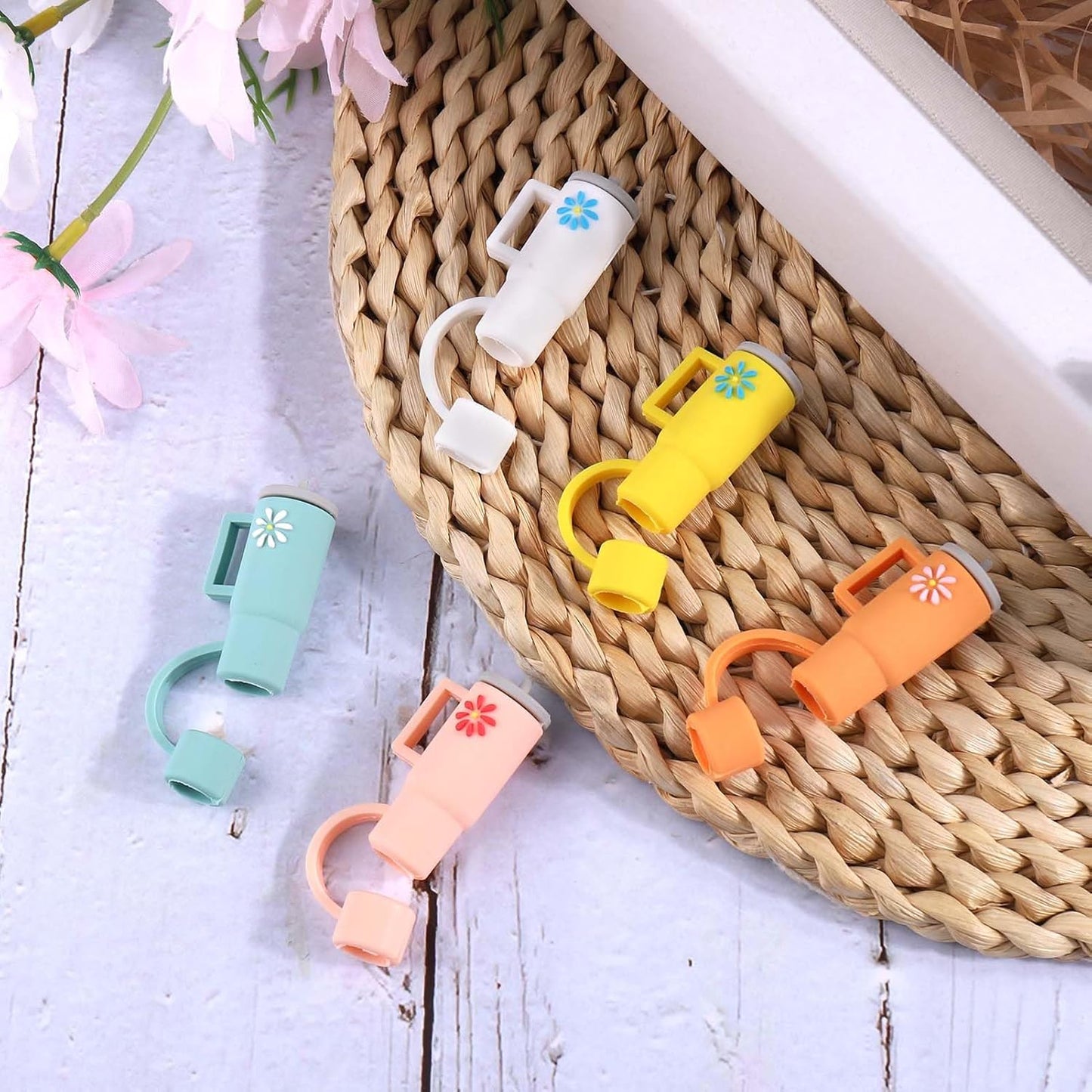 AIERSA 5Pcs Silicone Straw Cover Cap Compatible with 30&40 Oz Tumblers, Straw Tip Covers for Cups Accessories