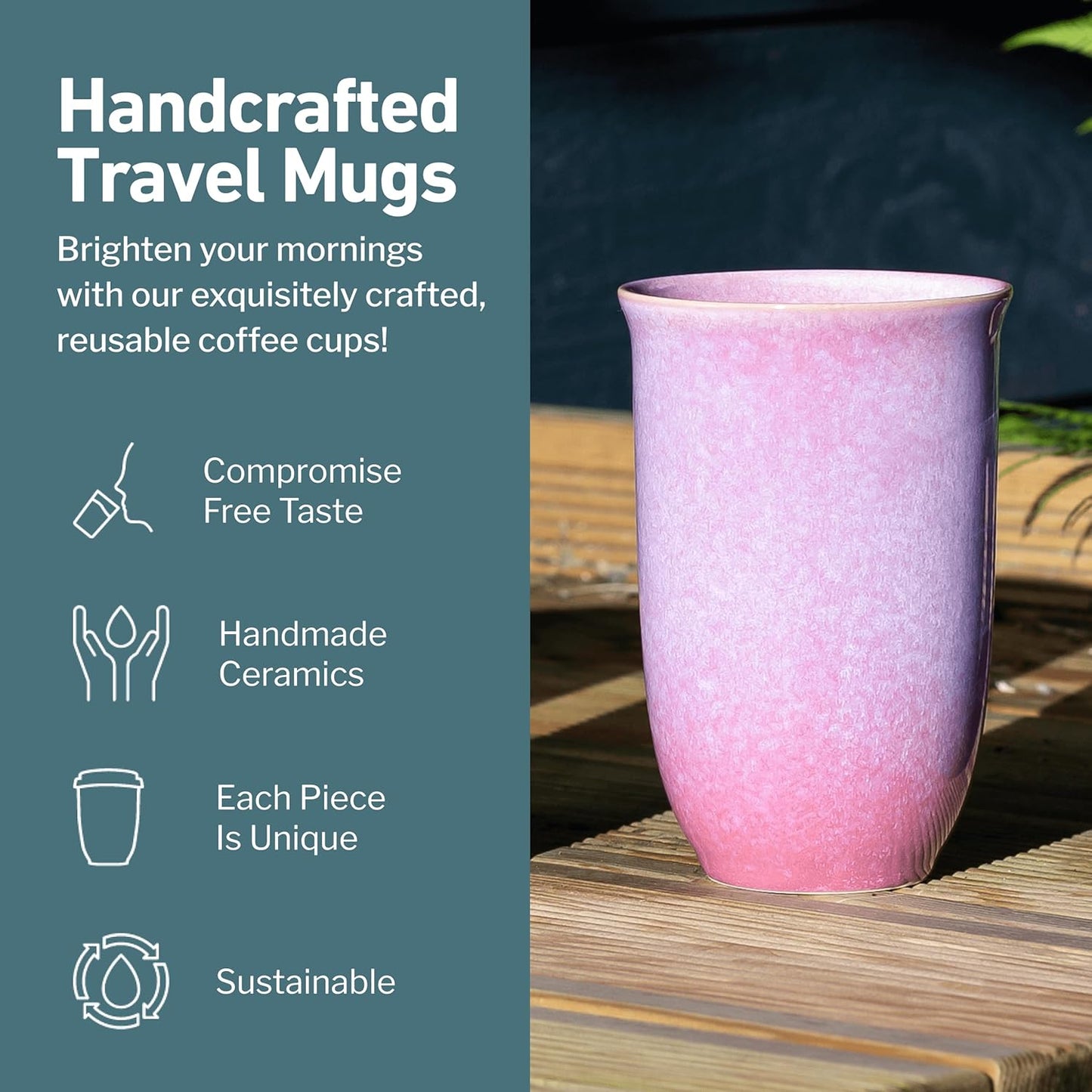 NOVA CERAMICS Coffee Tumbler – Travel Mug - On the Go Coffee Mug – Microwave & Dishwasher Safe Green Coffee Tumbler - Gifts For Women Men Him Her – 16oz – Monsoon
