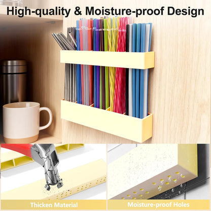 9.5” Large Acrylic Straw Holder for Cabinet Door, Reusable Adjustable Two-Part Straws Organizer with Ultra Sticky Adhesive Strips, 2026 Straw Storage for Kitchen Cupboard (Transparent)