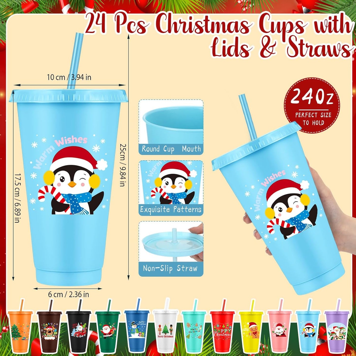 Feifeiya 72 Pcs/ 24 Set Bible Verse Gifts Bulk 24 oz Father's Day Christian Plastic Tumbler with Lids and Straws Inspirational Prayer Notepads Religious Pen Church Cups Gift for Christian Party Favors