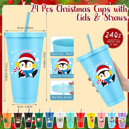 Feifeiya 72 Pcs/ 24 Set Bible Verse Gifts Bulk 24 oz Father's Day Christian Plastic Tumbler with Lids and Straws Inspirational Prayer Notepads Religious Pen Church Cups Gift for Christian Party Favors