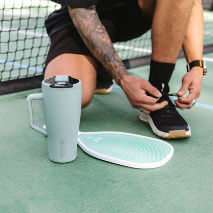 BrüMate Era Flip 30oz Tumbler with 100% Leakproof Covered Straw Lid | Hygienic Covered Straw | Insulated Stainless Steel Water Bottle with Handle | Cup Holder Friendly | BPA-Free (Sage)