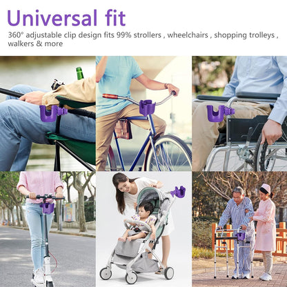 Suranew Universal Stroller Cup Holder, Adjustable Drink Holder with Phone Holder for Baby Stroller, Wheelchair, Walker, Bike, Scooter, Gifts for Family Member.