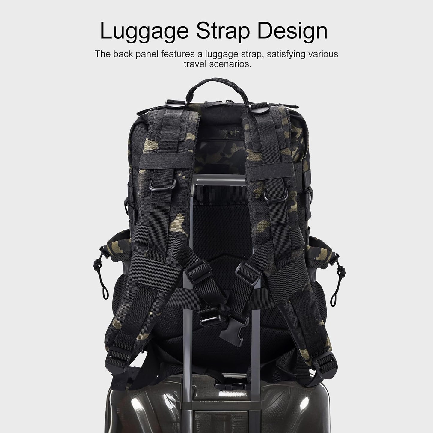 LHI Military Tactical Backpack for Men and Women 45L Army 3 Days Assault Pack Bag Large Rucksack with Molle System - Black - Colors B