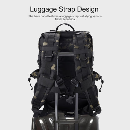 LHI Military Tactical Backpack for Men and Women 45L Army 3 Days Assault Pack Bag Large Rucksack with Molle System - Black - Colors B