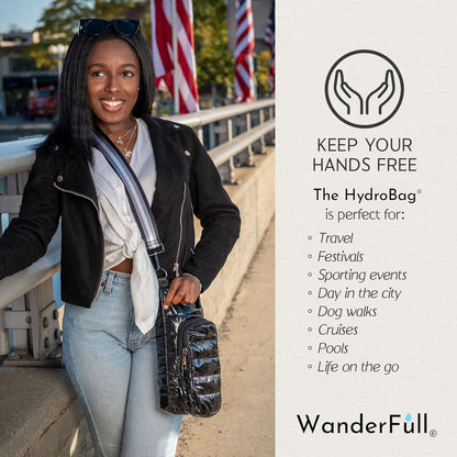 WanderFull Original HydroBag Fits Up to 32 oz Water Bottle Holder with Strap – Hands-Free Crossbody Water Bottle Carrier Bag with Phone Pocket - Colors B