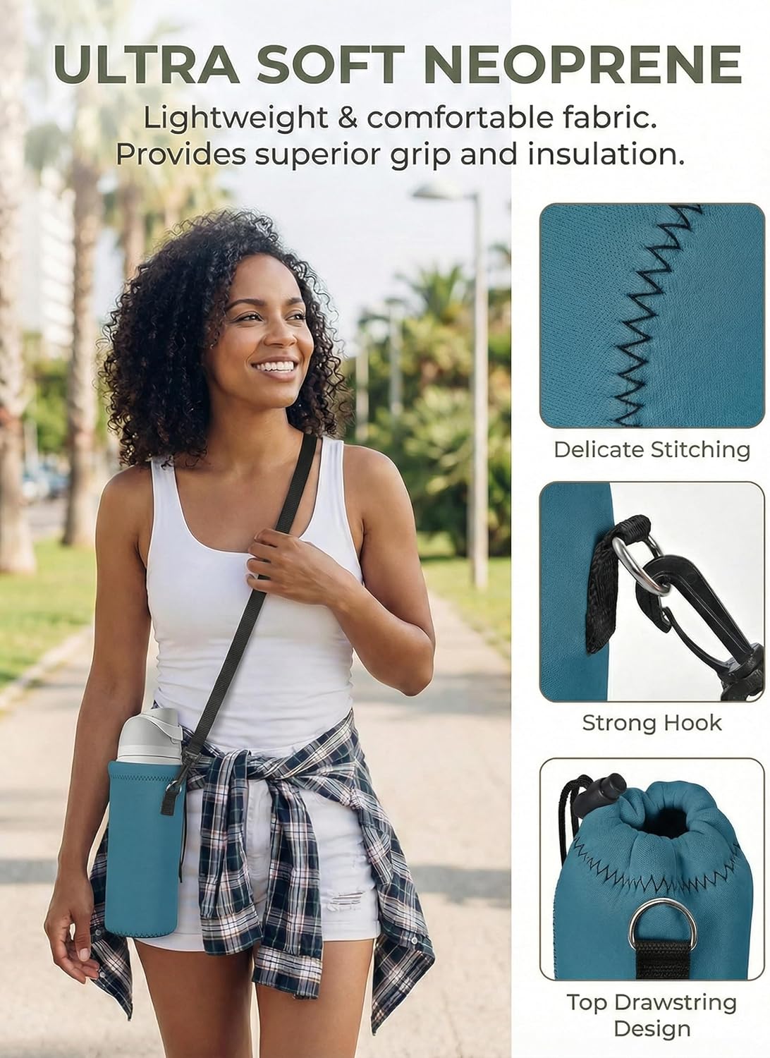 AUPET Water Bottle Bag Carrier,24oz/32oz Insulated Neoprene bottle Sling Holder Case Pouch Cover for 1000ML/750ML Bottles with Shoulder Strap for walking